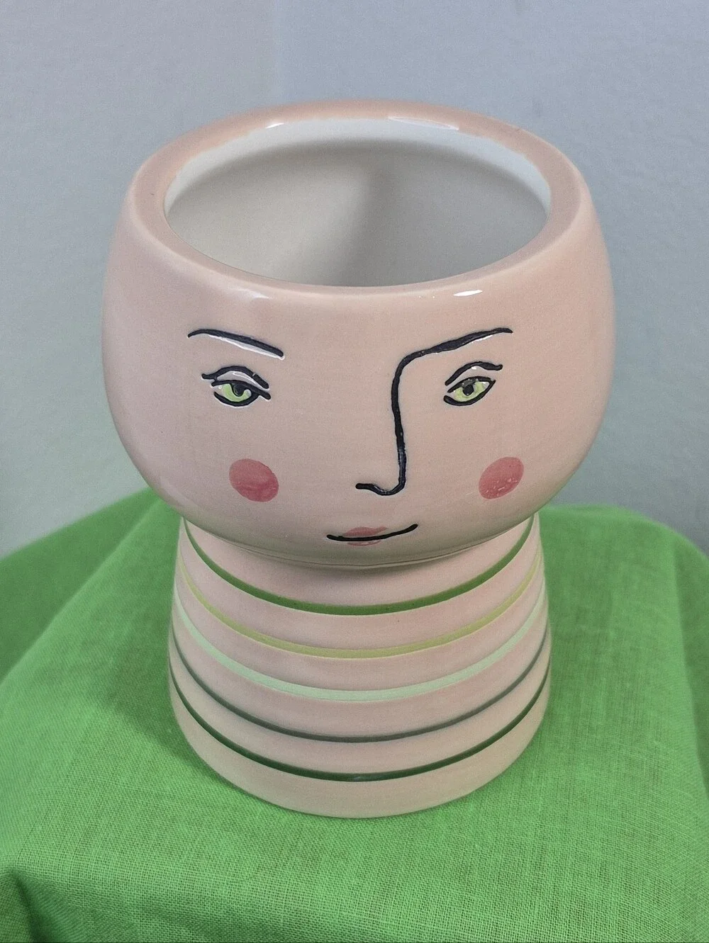 Opalhouse Ceramic Succulent Planter with Drain Plug Rosy Cheeks Face 4.5